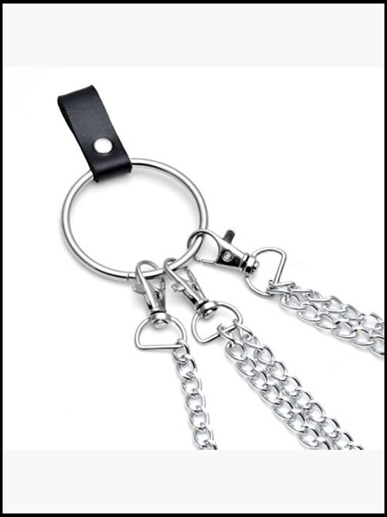 Punk Goth Wrap-around PU Leather Chained Belt Retro Skinny Festival Accessory main image 5